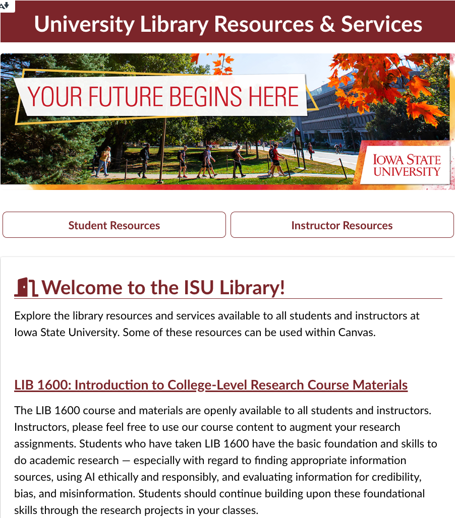 LIB 1600 Library resources